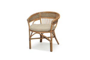 Modern Tufted Modular Rattan <b>Armchair</b> with Cushion Slat Back Handmade <b>Wood</b> Legs Leisure Living Room Chair Home Furniture - Product Image 2