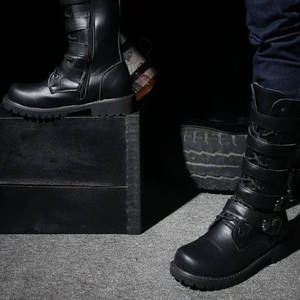 Bottes de combat mi-mollet pour homme, grande taille, en cuir véritable, style western, hautes, imperméables, pour l'été et l'hiver, semelle en caoutchouc - Product Image 5