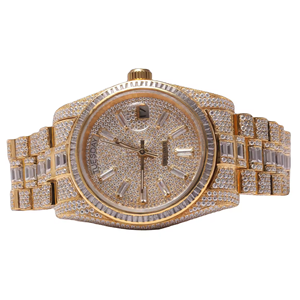Reloj de diamante de moissanita de 41MM, corte Baguette helado, moda antigua de lujo, movimiento mecánico, cristal, estilo Hip Hop, regalo de boda para - Product Image 5