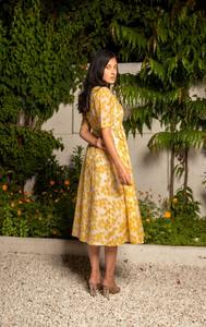 Maxi vestido de verano de estilo bohemio con estampado de bloque de mano indio para mujer, tela tejida dulce de cintura Natural de algodón informal - Product Image 4