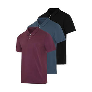 Camisa de Golf Casual para Hombre, Antiarrugas, de Punto Sólido, Manga Corta, Ligera, Elástica, Personalizable para Verano - Product Image 1