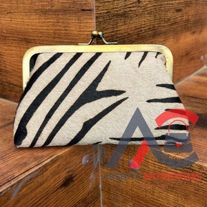 Personalizado de cuero de vaca Mini viaje al aire libre monedero Animal estampado de cuero genuino multifuncional monedero con Clip de Metal - Product Image 1