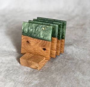 Creative Resin and Acacia Wood with Stand Office Coffee Dining Party Custom Outdoor Wedding Customized Resin Coasters - Product Image 3