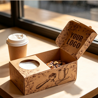 Boîte à lunch, emballage pour pain de petit-déjeuner et desserts, support en papier pour sandwichs, œufs et toasts épais, boîte en papier bleue pour hamburgers et petit-déjeuner avec trou