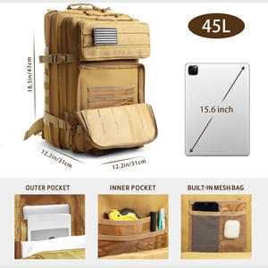 Cómoda mochila táctica para exteriores con logotipo personalizado impresión bordado senderismo Camping bolsa de viaje OEM fabricante suministro - Product Image 4