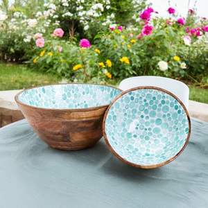 Handmade <b>Wooden</b> <b>Salad</b> <b>Bowl</b> with Enamel Inside Modern Tableware - Product Image 5