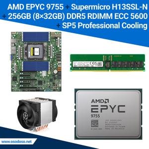 Conjunto AMD EPYC 9755 + Supermicro H13SSL-N 256GB/512GB DDR5 RDIMM ECC - Product Image 1
