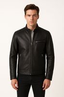 Veste en cuir véritable pour homme, vente en gros, OEM personnalisé, veste en cuir de motard, streetwear, veste en cuir d'hiver