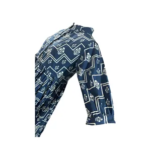 Vestido Largo Azul Índigo con Estampado a Mano, Diseño Personalizado para Damas de Oficina, Talla Grande, Transpirable, Talla Única 5XL para el Día de un Día - Product Image 2