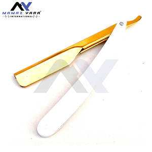 Navajas de Barbero de Alta Resistencia, Plegables, de Acero Inoxidable, con Filo Recto, Color Dorado, Calidad Profesional para el Cuidado Personal - Product Image 2