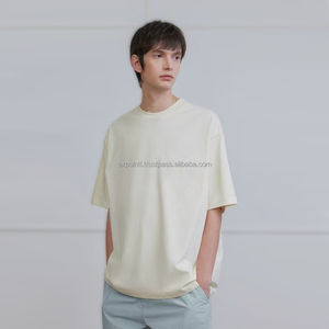 Lourd 260gsm Double fil lâche haute rue solide blanc Jersey mode goutte épaule manches courtes 100% coton biologique T-shirt - Product Image 2