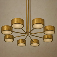 Lustre Sputnik en laiton unique, style Art moderne du milieu du siècle, industriel, fait main, vintage, pour maison et bureau, LED à intensité variable, lumière douce pour les yeux