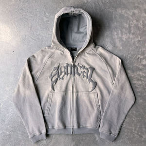 Pull à capuche personnalisé unisexe à prix réduit, sweat à capuche en coton épais de haute qualité, lavé à l'acide, sweats à capuche unisex à impression bouffante - Product Image 3