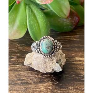 Navajo Handmade <b>Statement</b> <b>Ring</b> Kingman Turquoise & Sterling <b>Silver</b> Size 9.25 Gemstone Inlay for Everyday Wear - Product Image 1