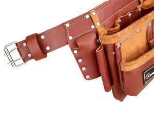 Bolsa de herramientas de cuero genuino hecha a mano 100%, bolsa de almacenamiento de alta calidad para carpinteros y trabajadores de la construcción disponible en marrón - Product Image 5