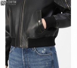 100% chaqueta de cuero auténtico para mujer nueva chaqueta de cuero genuino de moda informal y elegante en embalaje Premium chaqueta de cuero personalizada - Product Image 4