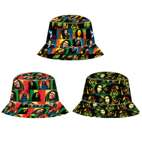 Sombrero Panamá de Doble Cara Reversible Estilo Nuevo al por Mayor, Gorro de Pescador Jamaica Rasta Sólido, Sombrero Bob Marley de Dibujos Animados para Esquí