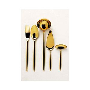 Wholesale Stainless steel gold plated serving spoon set with Long Sharp end design <b>thin</b> handle modern spoons set - Product Image 3