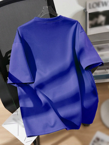 Camiseta en relieve para hombre, Camiseta holgada de algodón de gran tamaño con relieve, ropa de calle informal, camiseta de estilo deportivo con cuello redondo para hombre - Product Image 2