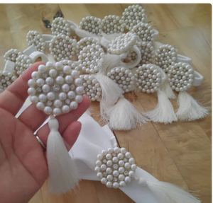 Servilletero hecho a mano con perlas, servilletero PARA CENA DE BODA - Product Image 2