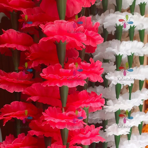 New Arrival <b>White</b> and Red Artificial Marigold Flower <b>Garlands</b> Handmade for Wedding Hldi, Mehendi , Diwali Decorations Backdrops - Product Image 2