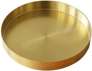 Petit plateau en laiton rond mat en laiton fini plateau organisateur caractéristique jetable pour un usage domestique moderne - Product Image 4