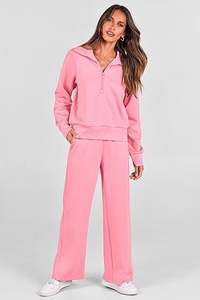 Chándal de mezcla de algodón suave para mujer, ropa de gimnasio deportiva con capucha de invierno, Pantalones estampados de dos piezas a juego, OEM - Product Image 3