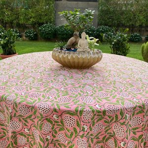 ผ้าปูโต๊ะทรงกลมผ้าคลุมโต๊ะพิมพ์ลายดอกไม้ทำจากผ้าอินเดียผ้าปูโต๊ะสไตล์วินเทจพิมพ์ลายพฤกษศาสตร์บ้านและที่อยู่อาศัย - Product Image 6