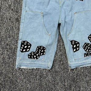 Custom Summer Streetwear Solid Loose Distressed Men's <b>Denim</b> <b>Shorts</b> / Eco-Friendly Organic Cotton Fashion Baggy <b>Shorts</b> for Sales - Product Image 4