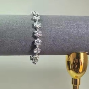 14K White Gold Star Shape Bracelet Moissanite Lab Created Diamond Solid Gold Jewelry Gift for Birthday Gift - Product Image 1