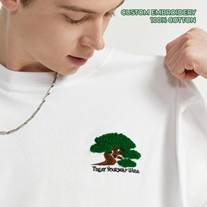 Custom Streetwear Wholesale Customer Chenille Embroidery Tshirt Embroidery Printing Logo Cotton <b>Men's</b> Custom Tshirts <b>T</b>-<b>shirt</b> - Product Image 1
