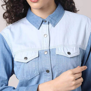 เสื้อยีนส์สำหรับผู้หญิงเสื้อยีนส์แขนยาวผ้าซักเบาสำหรับผู้หญิงดีไซน์ทันสมัยดูแลง่าย - Product Image 5