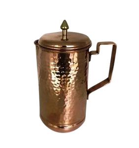 Pichet en cuivre pur de la meilleure qualité avec design martelé pour les fêtes directes de l'Inde - Product Image 2