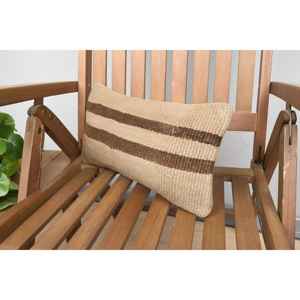 <b>Beige</b> Kilim Patchwork Wool Pillow 8x16 Inch Decorative Accent <b>Cushion</b> with Vintage Fluffy Leaves Pattern for Sofas - Product Image 3