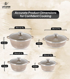 Ensemble de casseroles en granit antiadhésif de haute qualité au design classique, 8 pièces, avec revêtement multicouche - Product Image 2