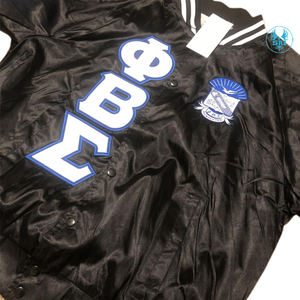 Chaquetas Varsity de Satén Personalizadas de Alta Calidad para la Fraternidad Phi Beta Sigma, Chaquetas Bomber de Seda para Hombre con Logotipos Personalizados - Product Image 4