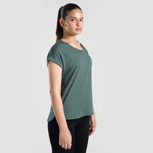 เสื้อยืดสีเขียวลำลองสำหรับผู้หญิง ไซส์ XS/XSs ผ้าคอตตอนเจอร์ซีย์คุณภาพสูง ทรงสั้น ระบายอากาศได้ดี คอผูกโบว์ แต่งลูกไม้ลายเพชร - Product Image 3