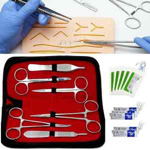 Kit de sutura Almohadilla de sutura de silicona para la piel con heridas precortadas para la práctica de cirugía Kit de sutura con instrumento médico para estudiantes de medicina - Product Image 2