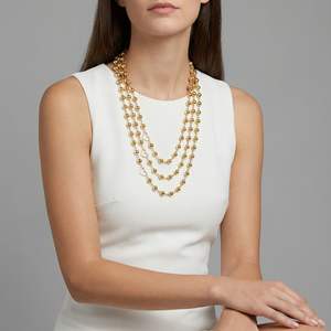 Collier à trois rangs en perles d'hématite dorée par Rejected Hearts Club - Product Image 3