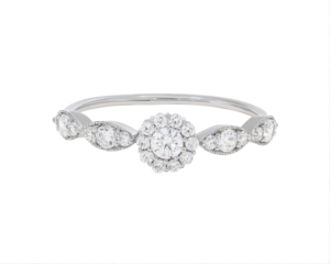 Bague de fiançailles Halo en diamant de 0.50 carats de luxe pour femme disponible en or et en argent - Product Image 3