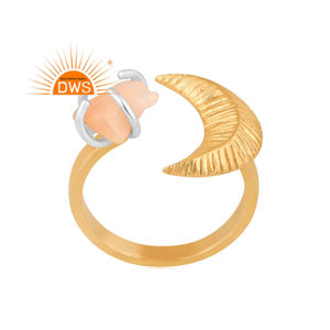 Último diseño hecho a mano 18K chapado en oro etíope ópalo piedra preciosa luna creciente anillo ajustable Demi fabricante de joyería fina - Product Image 1