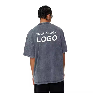T-shirts de haute qualité délavés à l'acide 100% coton pour hommes T-shirts à épaules tombantes surdimensionnés respirants OEM avec logo personnalisé - Product Image 6