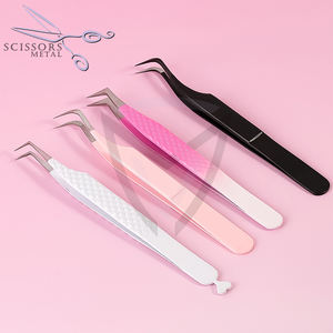 Nouveau gros couleur pêche pince à cils en acier inoxydable pince à épiler extension de logo personnalisé pince à épiler emballage durable - Product Image 4