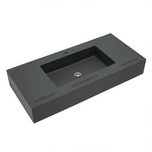Lavabo en résine gris mat de 100 cm, produit de qualité supérieure pour vos besoins de salle de bain - Product Image 2