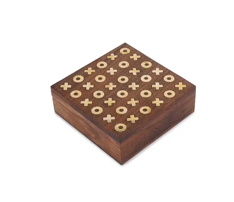 Top venduto in legno tic tac toe gioco regalo per il compleanno con intarsio in ottone gioco per bambini e famiglia giochi da tavolo prodotto da tavolo