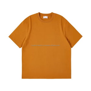 Vente en gros de vêtements pour hommes lavage lourd T-shirts OEM avec logo personnalisé T-shirt uni oversize à col en O T-shirts unisexe à manches courtes - Product Image 1