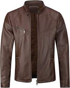 Veste en cuir personnalisée pour l'hiver, imperméable et coupe-vent, couleur unie avec col montant et logo frontal - Product Image 2