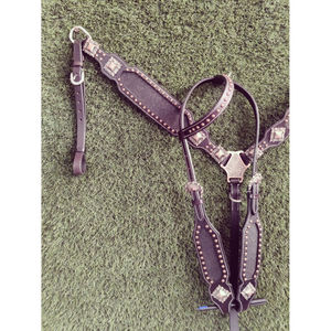 Fabricación de cuero de último diseño hecho de caballo occidental Headstall Black Western Headstall y Breastplate con cristal - Product Image 4