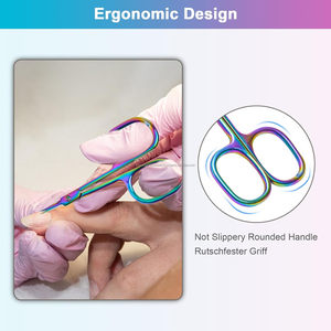 Ciseaux de toilettage en acier inoxydable, finement incurvés, fins et tranchants, avec finition arc-en-ciel, pour la coupe des ongles et des cuticules - Product Image 4