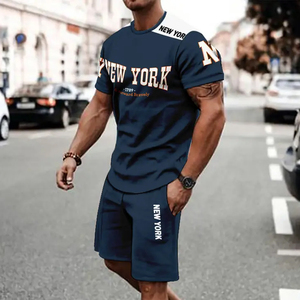 Traje deportivo de verano informal para hombre, 100% de algodón, estampado Digital sólido, secado rápido, transpirable, para exteriores, conjunto de cinco pantalones para adultos - Product Image 3